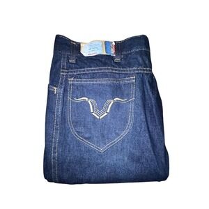 True Vintage 70's Embroidered Dark Wash Denim Jeans Sz Mens 34x30 Brand New